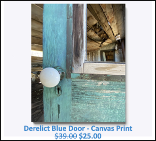 Derelict Blue Door - Canvas Print